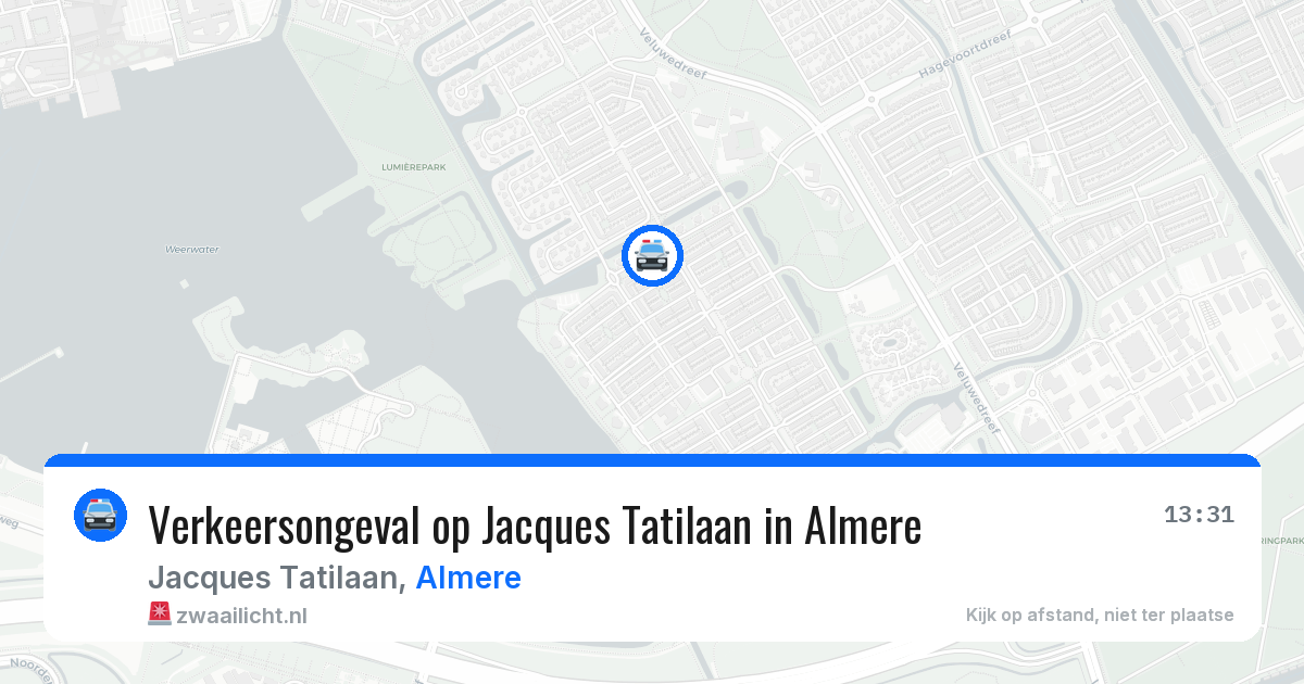 Verkeersongeval op Jacques Tatilaan in Almere — 22 apr 2026