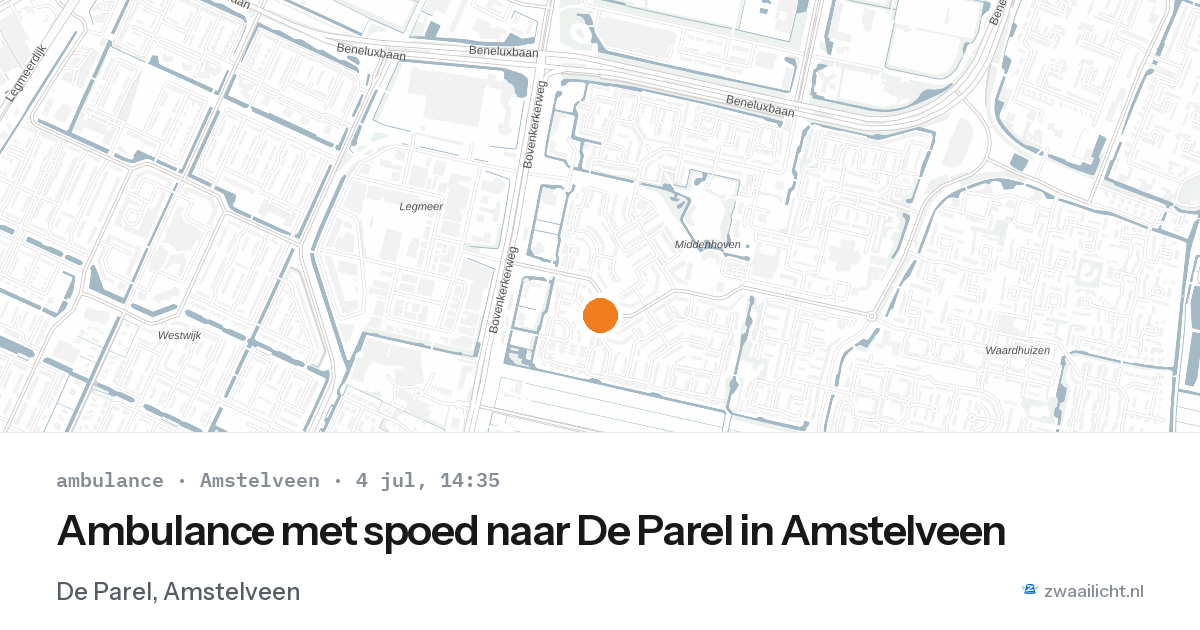 Ambulance met spoed naar De Parel in Amstelveen — 4 jul 2026