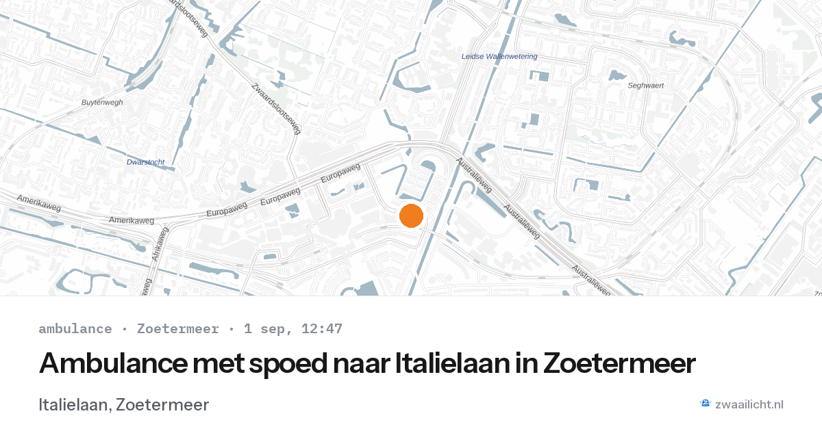 Ambulance met spoed naar Italielaan in Zoetermeer — 1 sep 2026