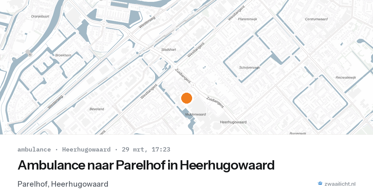 Ambulance naar Parelhof in Heerhugowaard — 29 mrt 2026