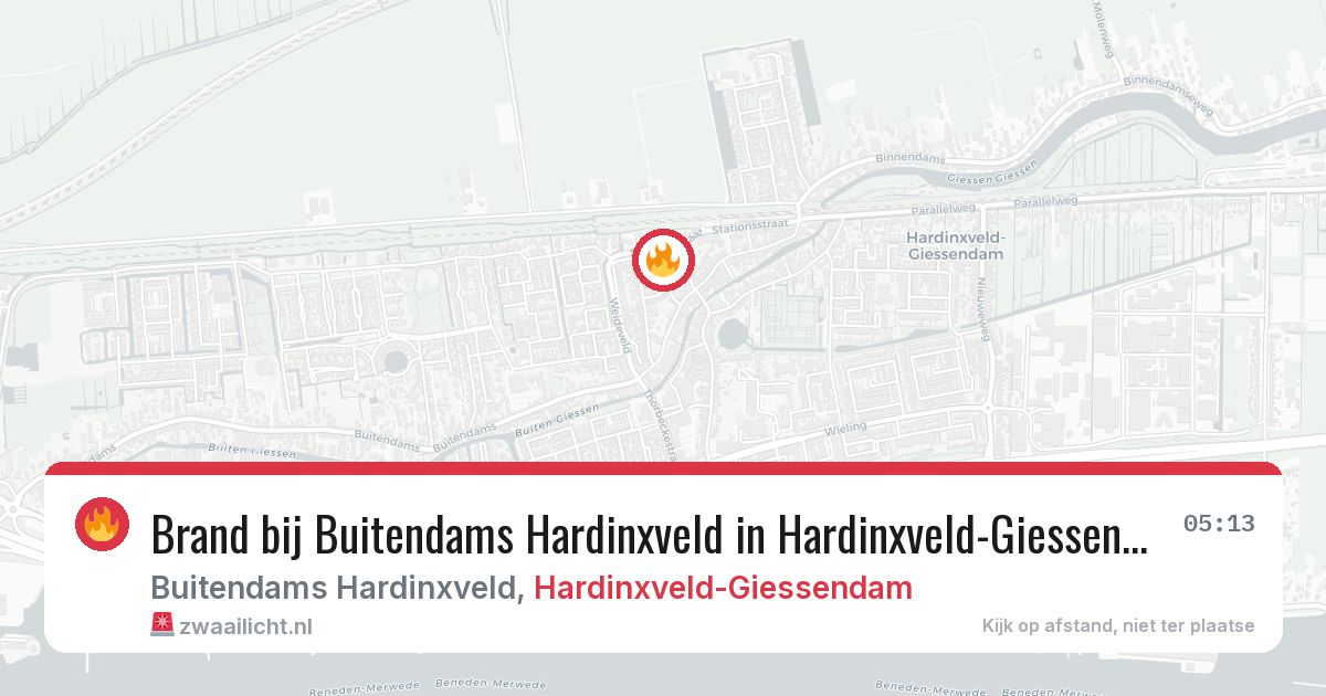 Brand bij Buitendams Hardinxveld in Hardinxveld-Giessendam — 8 jul 2026