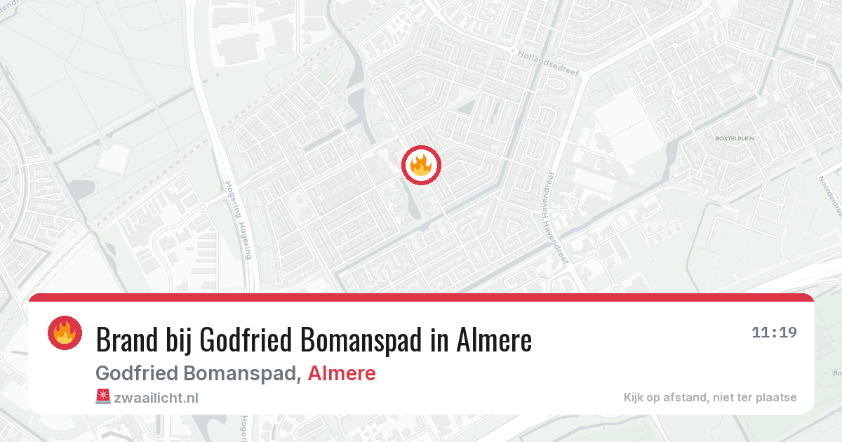 Brand bij Godfried Bomanspad in Almere — 22 jun 2026