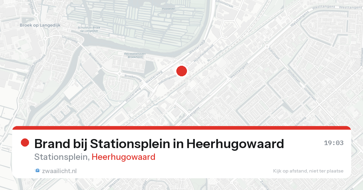 Brand bij Stationsplein in Heerhugowaard — 19 aug 2026
