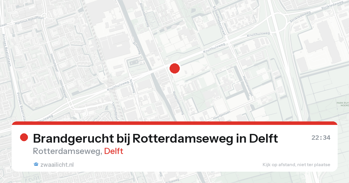 Brandgerucht bij Rotterdamseweg in Delft — 21 aug 2026