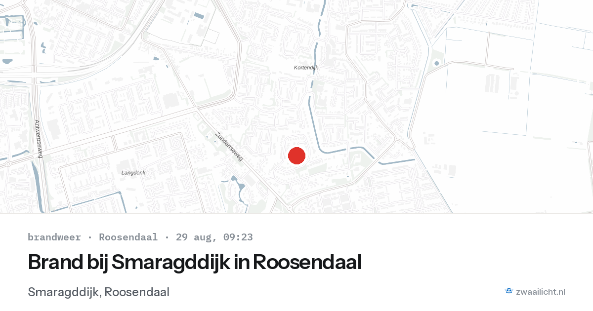Brand bij Smaragddijk in Roosendaal — 29 aug 2026
