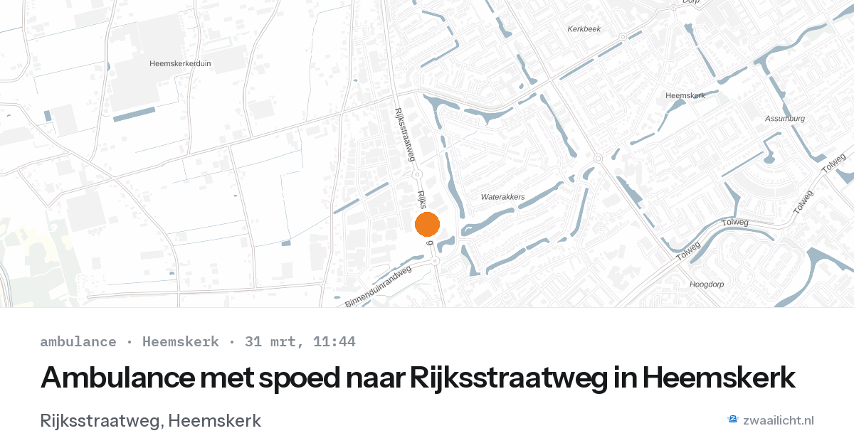 Ambulance met spoed naar Rijksstraatweg in Heemskerk — 31 mrt 2026