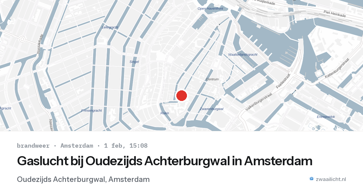 Gaslucht bij Oudezijds Achterburgwal in Amsterdam — 1 feb 2026