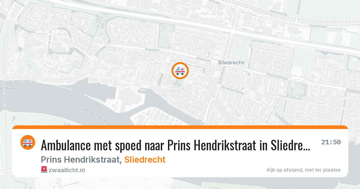 Ambulance met spoed naar Prins Hendrikstraat in Sliedrecht — 1 aug 2026