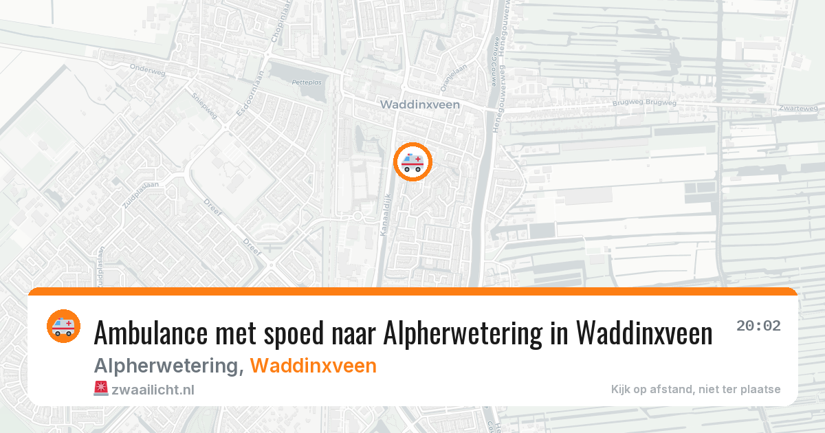 Ambulance met spoed naar Alpherwetering in Waddinxveen — 13 mei 2026