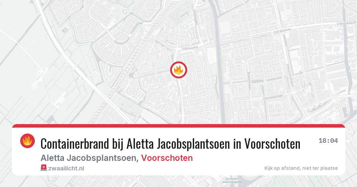Containerbrand bij Aletta Jacobsplantsoen in Voorschoten — 9 aug 2026