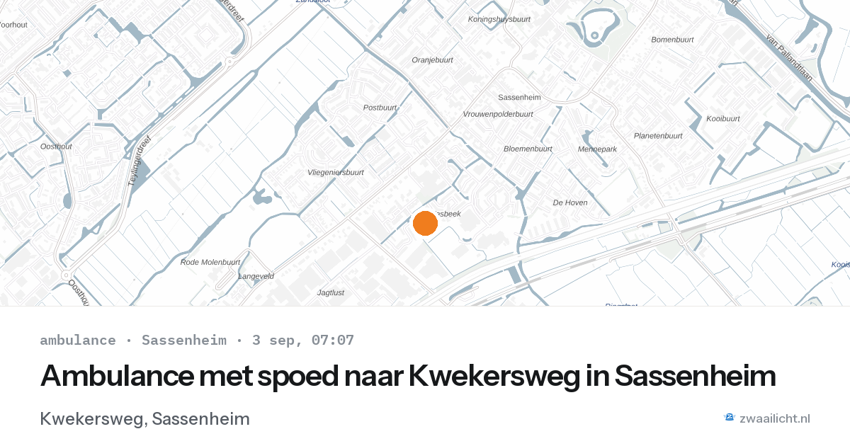 Ambulance met spoed naar Kwekersweg in Sassenheim — 3 sep 2026