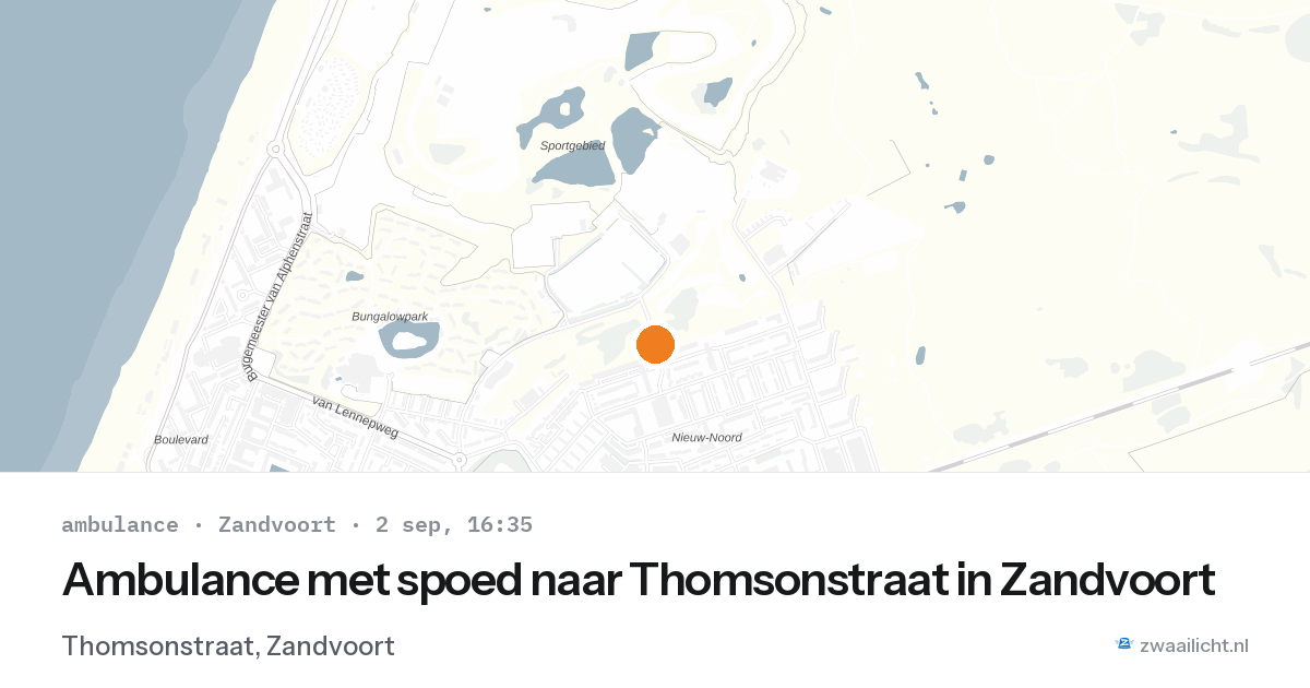 Ambulance met spoed naar Thomsonstraat in Zandvoort — 2 sep 2026