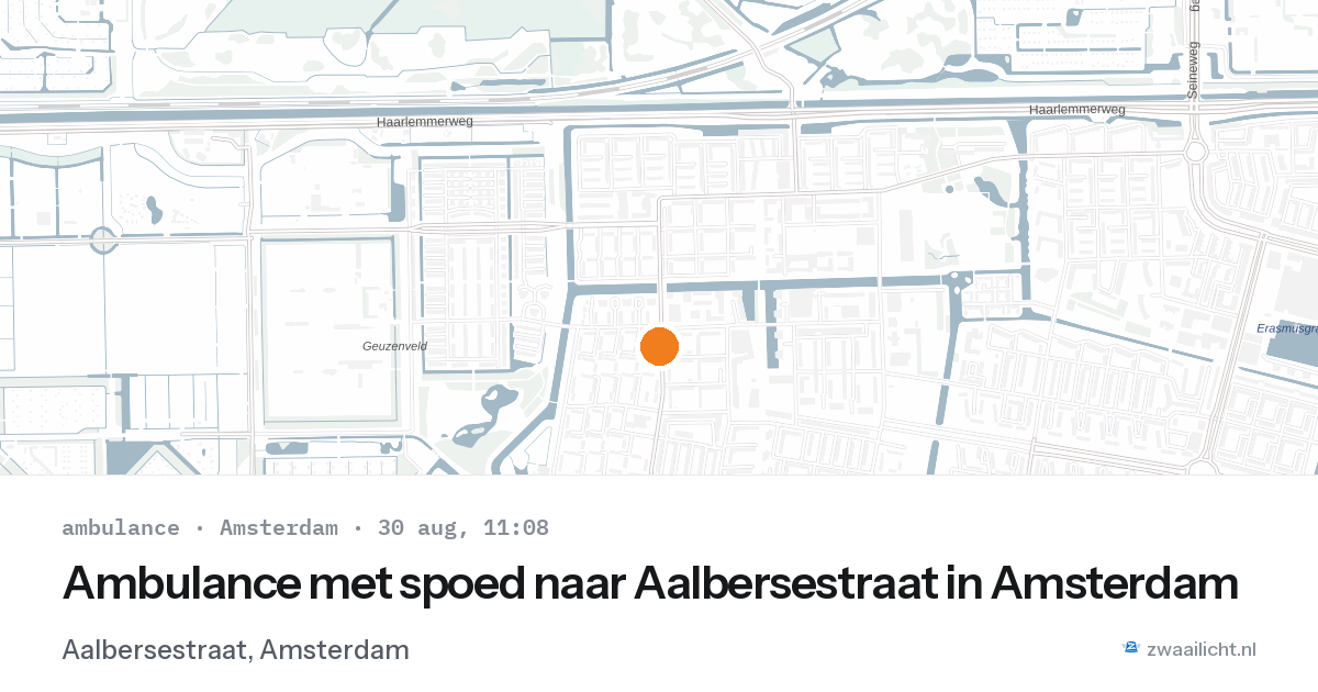 Ambulance met spoed naar Aalbersestraat in Amsterdam — 30 aug 2026