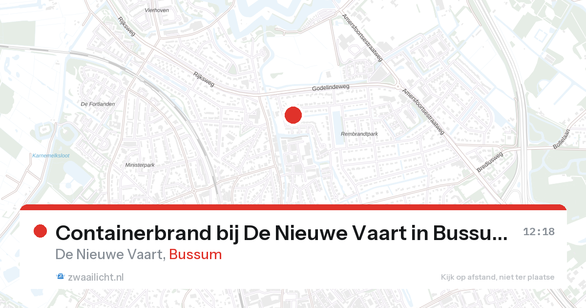 Containerbrand bij De Nieuwe Vaart in Bussum — 27 aug 2026