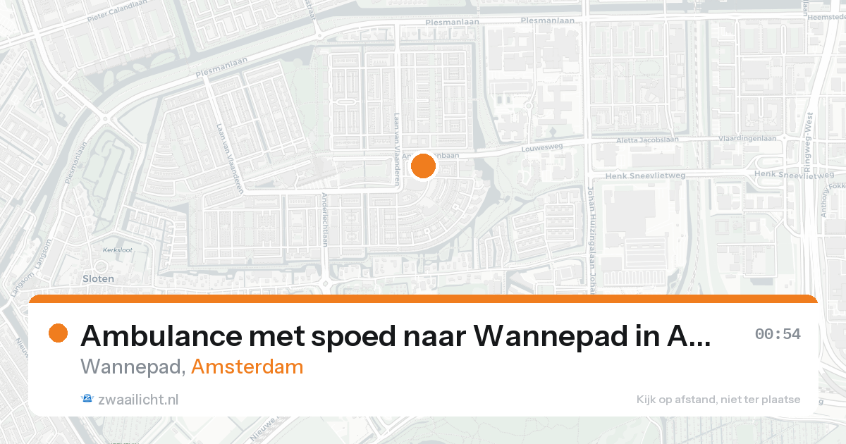 Ambulance met spoed naar Wannepad in Amsterdam — 24 aug 2026