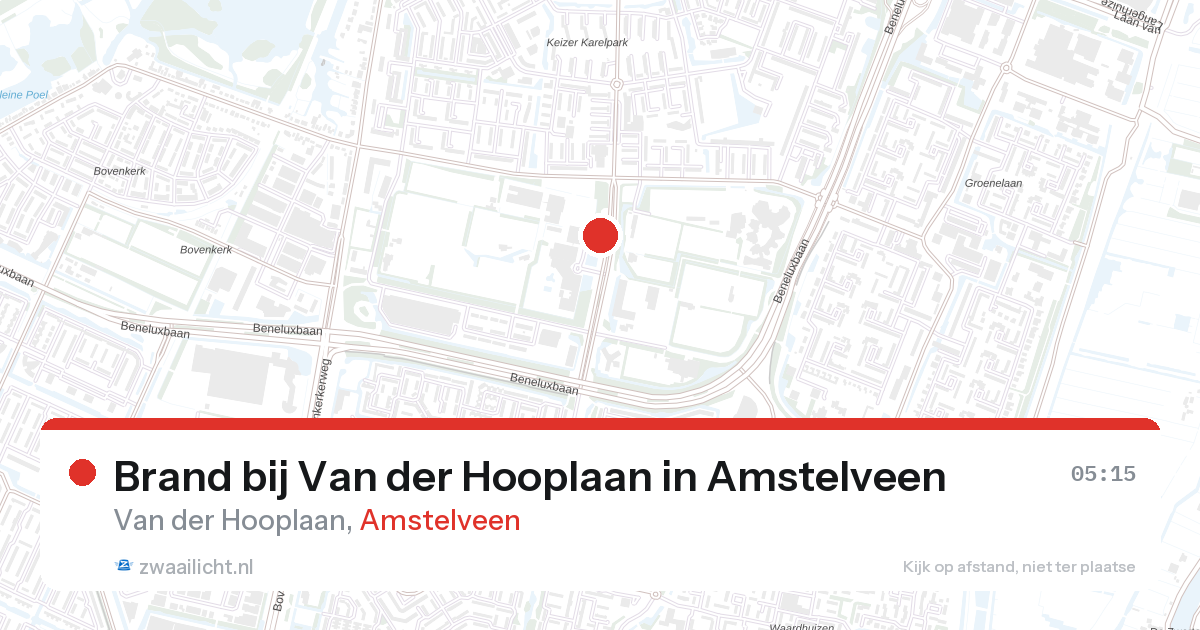 Brand bij Van der Hooplaan in Amstelveen — 27 jun 2026