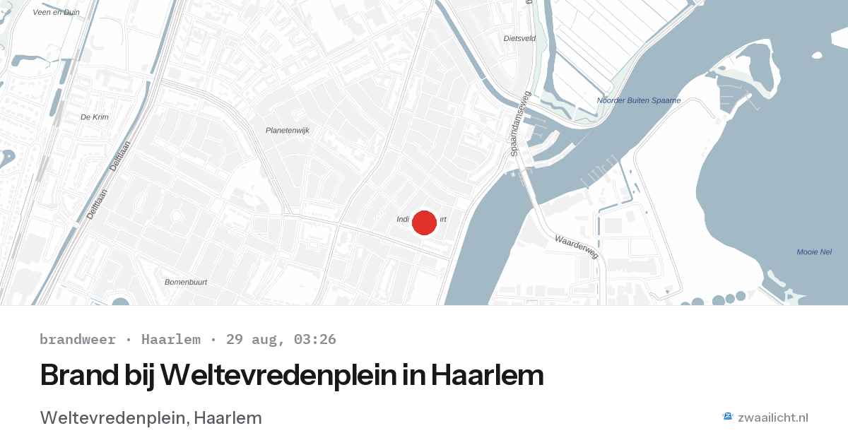 Brand bij Weltevredenplein in Haarlem — 29 aug 2026