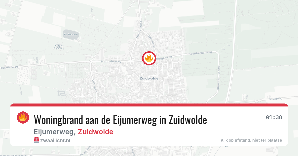 Woningbrand aan de Eijumerweg in Zuidwolde — 27 jun 2026