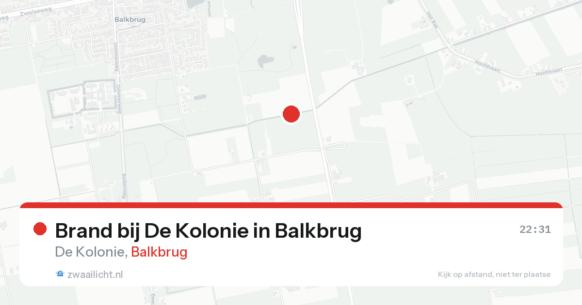 Brand bij De Kolonie in Balkbrug — 14 aug 2026