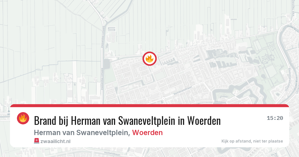 Brand bij Herman van Swaneveltplein in Woerden — 16 jul 2026