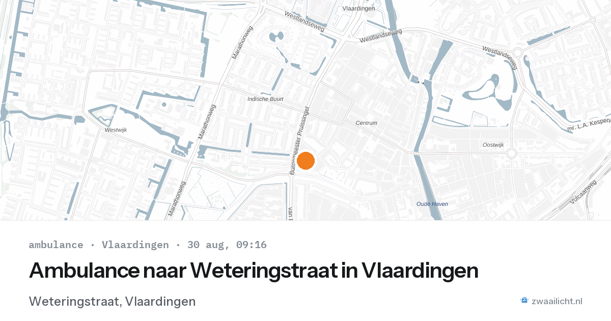 Ambulance naar Weteringstraat in Vlaardingen — 30 aug 2026