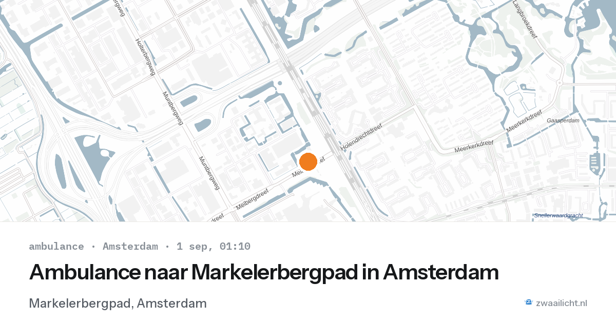 Ambulance naar Markelerbergpad in Amsterdam — 31 aug 2026