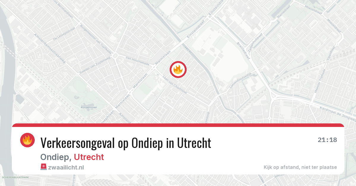 Verkeersongeval op Ondiep in Utrecht — 9 jul 2026