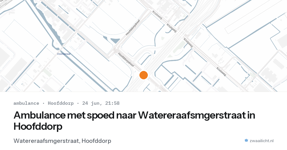 Ambulance met spoed naar Watereraafsmgerstraat in Hoofddorp — 24 jun 2026