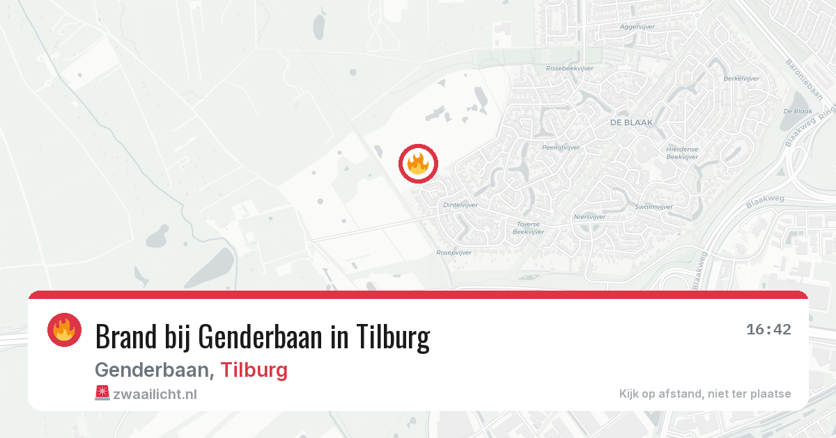Brand bij Genderbaan in Tilburg — 15 jun 2026