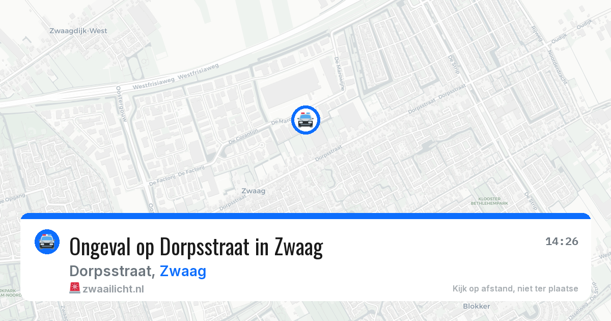 Ongeval op Dorpsstraat in Zwaag — 2 aug 2026