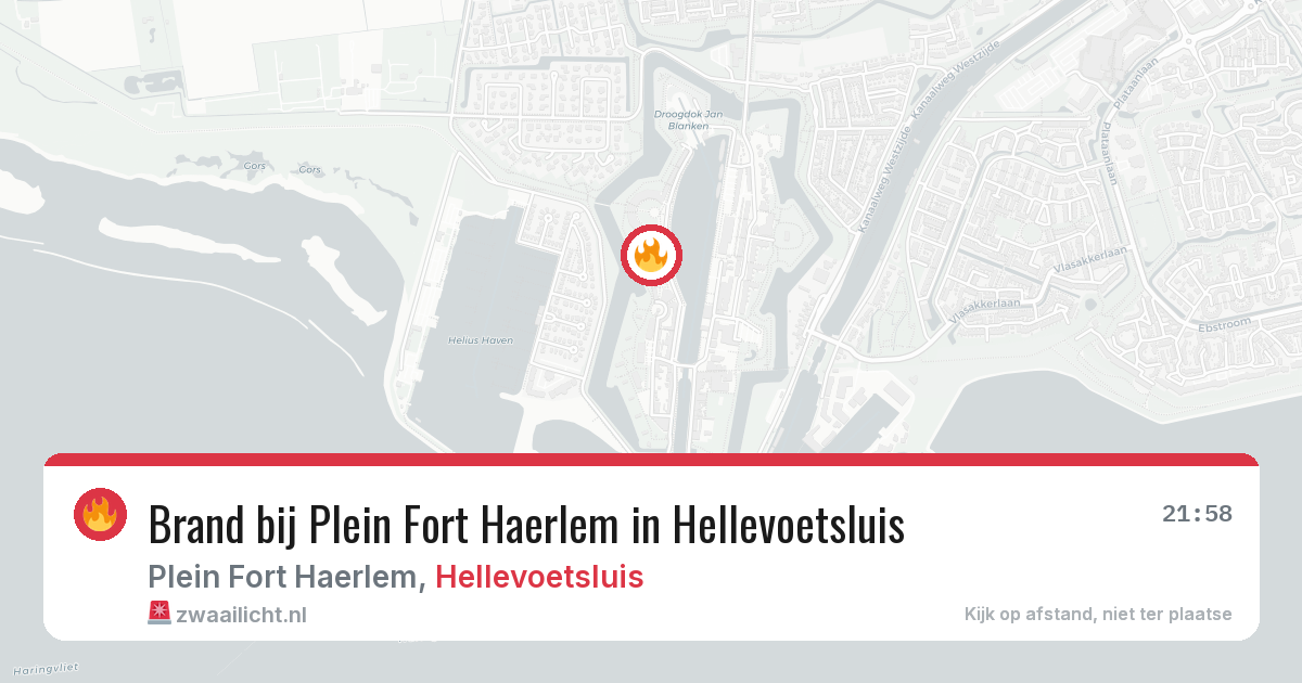 Brand bij Plein Fort Haerlem in Hellevoetsluis — 3 aug 2026