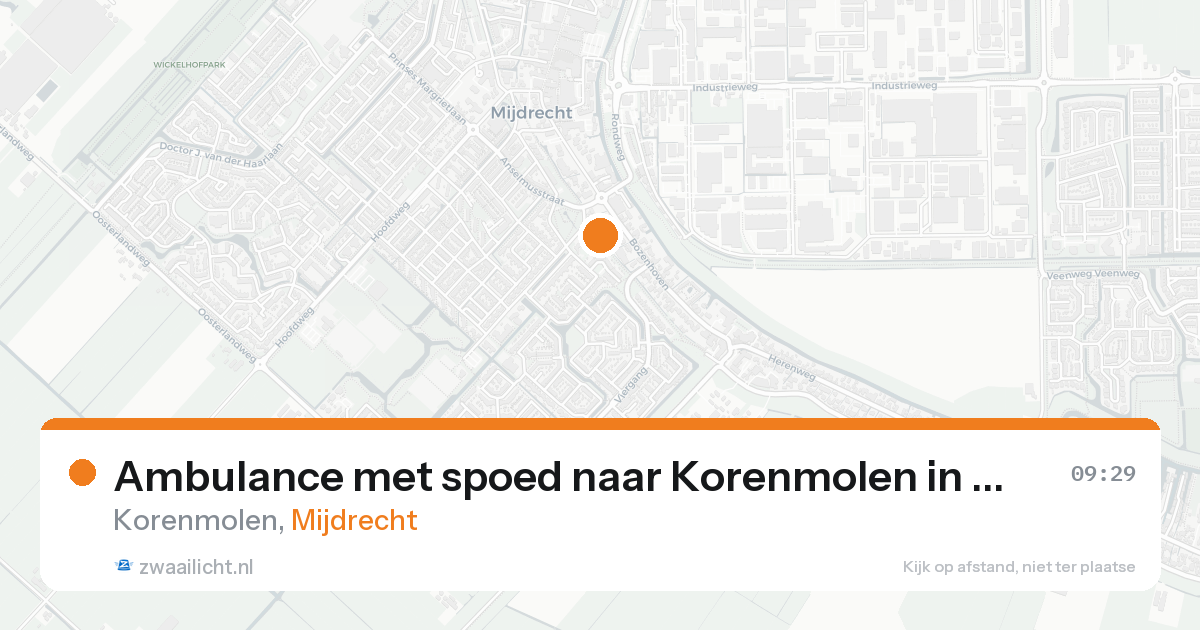 Ambulance met spoed naar Korenmolen in Mijdrecht — 20 aug 2026