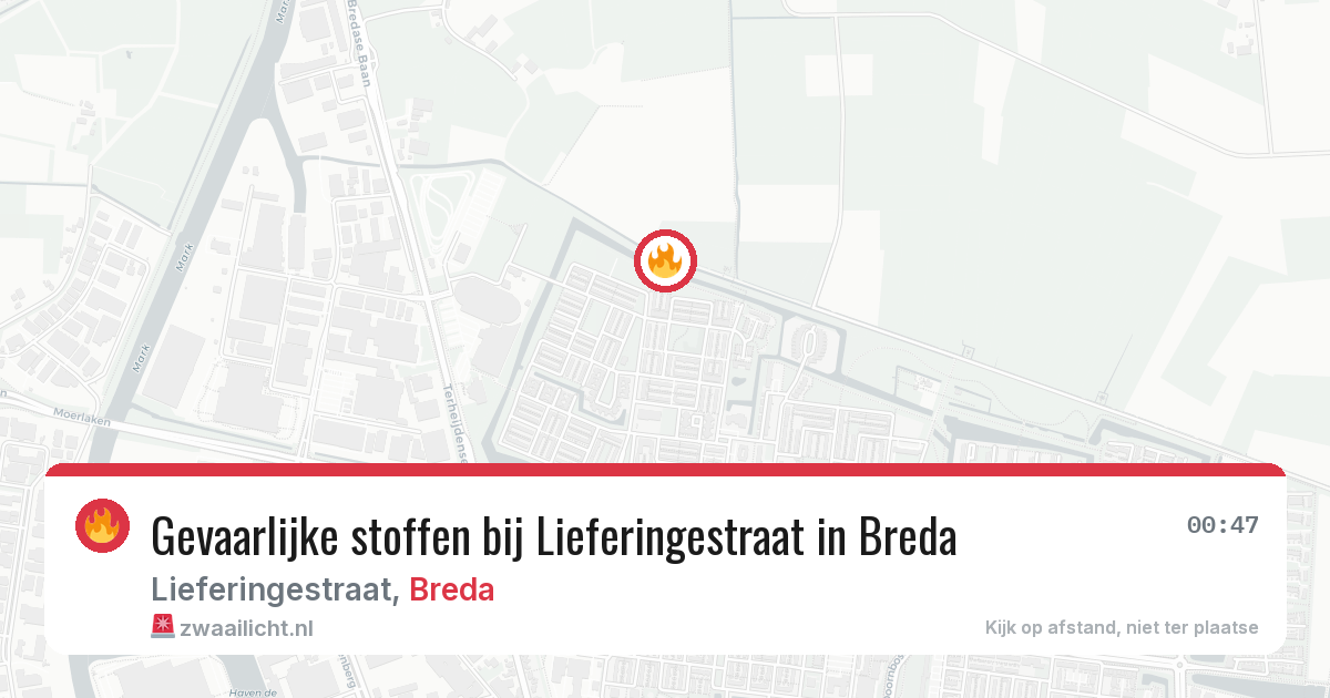 Gevaarlijke stoffen bij Lieferingestraat in Breda — 10 aug 2026