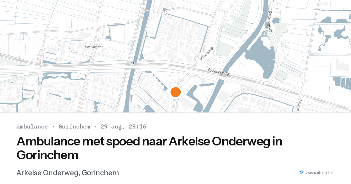 Ambulance met spoed naar Arkelse Onderweg in Gorinchem — 29 aug 2026