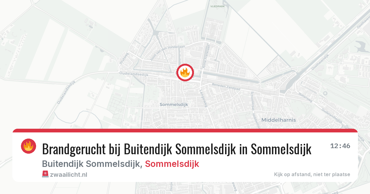 Brandgerucht bij Buitendijk Sommelsdijk in Sommelsdijk — 9 aug 2026