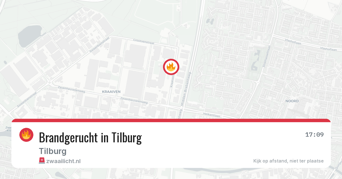 Brandgerucht in Tilburg — 5 aug 2026