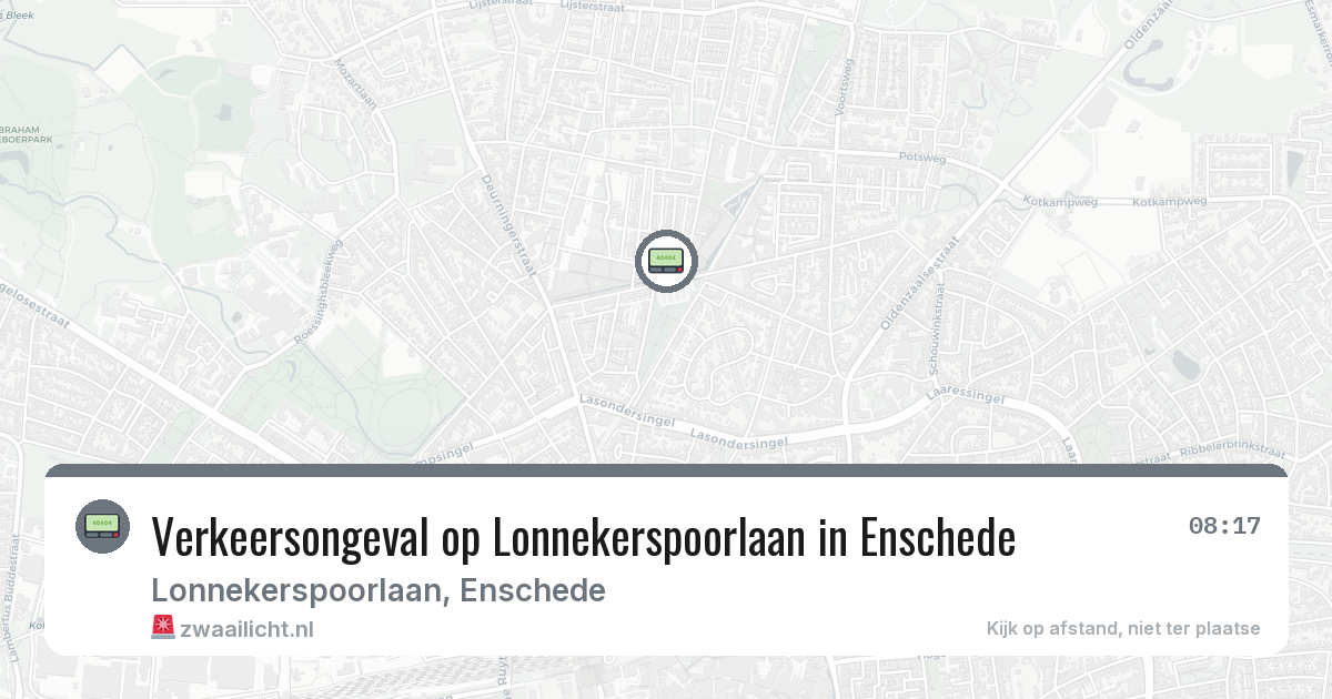 Verkeersongeval op Lonnekerspoorlaan in Enschede — 9 aug 2026