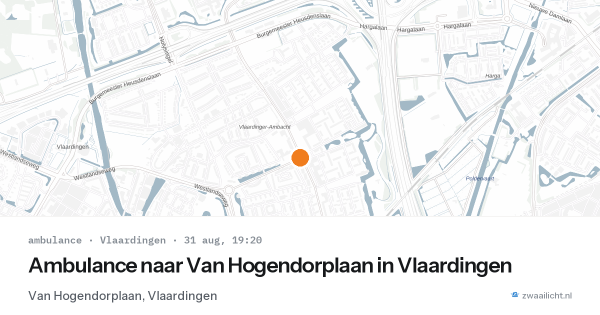 Ambulance naar Van Hogendorplaan in Vlaardingen — 31 aug 2026