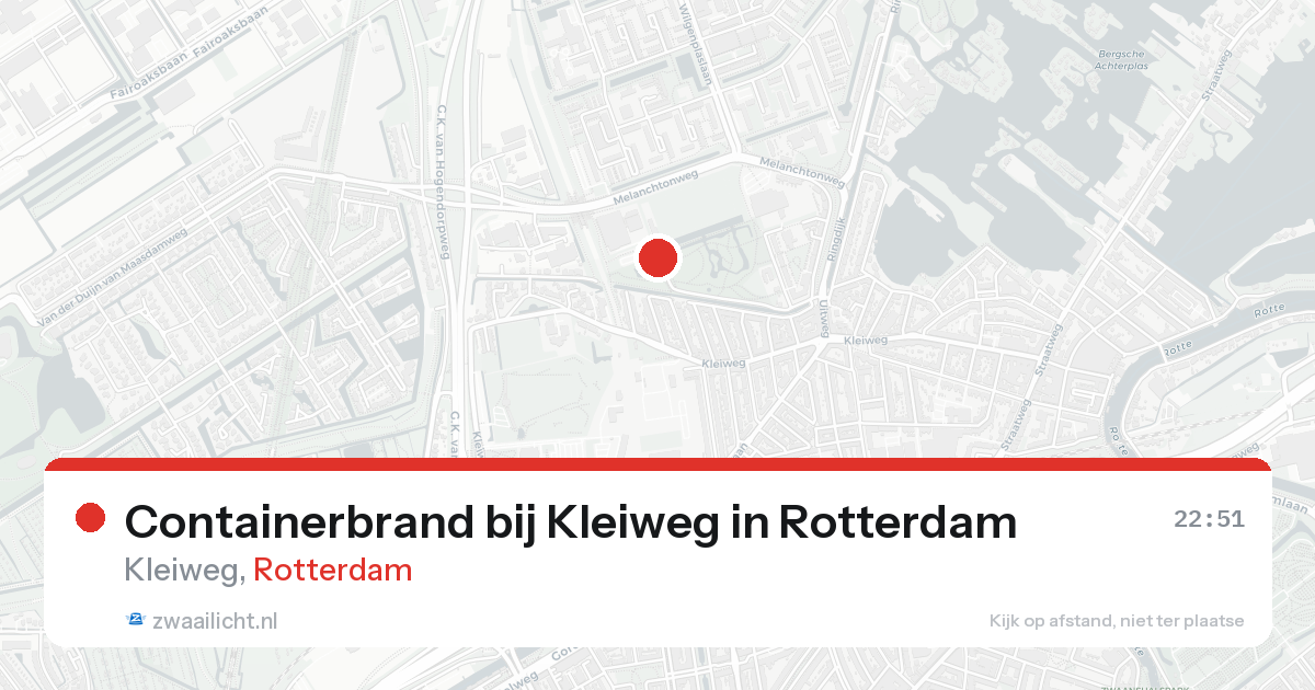 Containerbrand bij Kleiweg in Rotterdam — 15 aug 2026