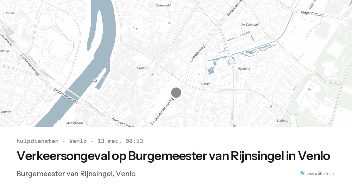 Verkeersongeval op Burgemeester van Rijnsingel in Venlo — 13 mei 2026