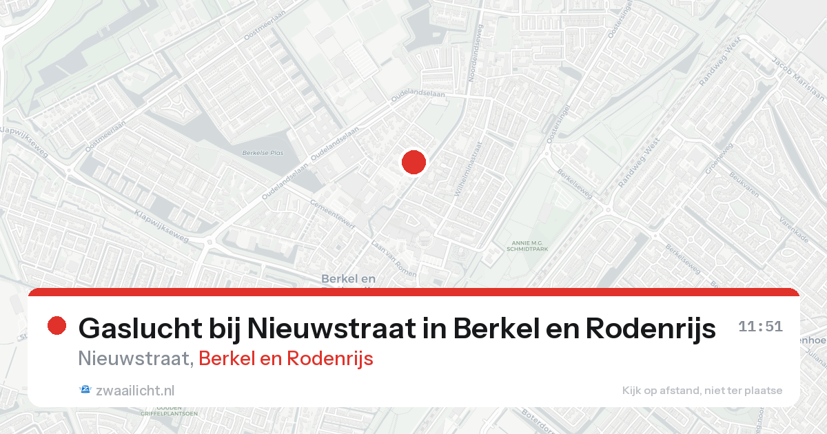 Gaslucht bij Nieuwstraat in Berkel en Rodenrijs — 17 aug 2026