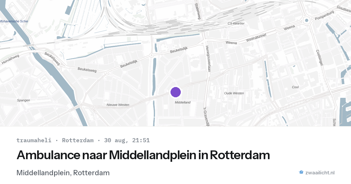 Ambulance naar Middellandplein in Rotterdam — 30 aug 2026