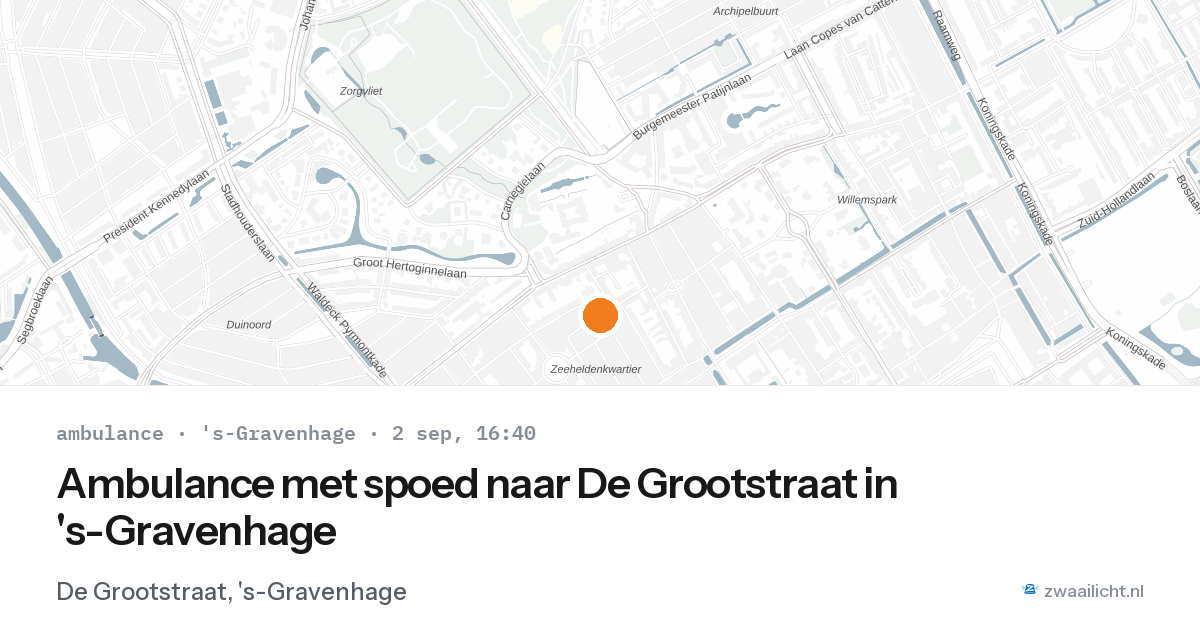 Ambulance met spoed naar De Grootstraat in 's-Gravenhage — 2 sep 2026