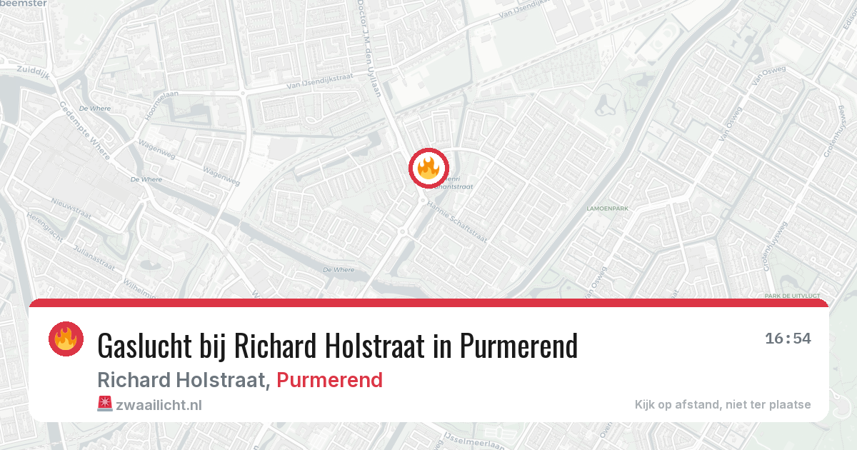 Gaslucht bij Richard Holstraat in Purmerend — 5 aug 2026
