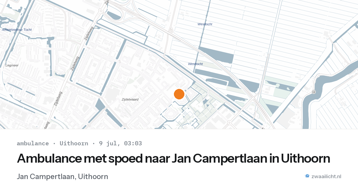 Ambulance met spoed naar Jan Campertlaan in Uithoorn — 9 jul 2026