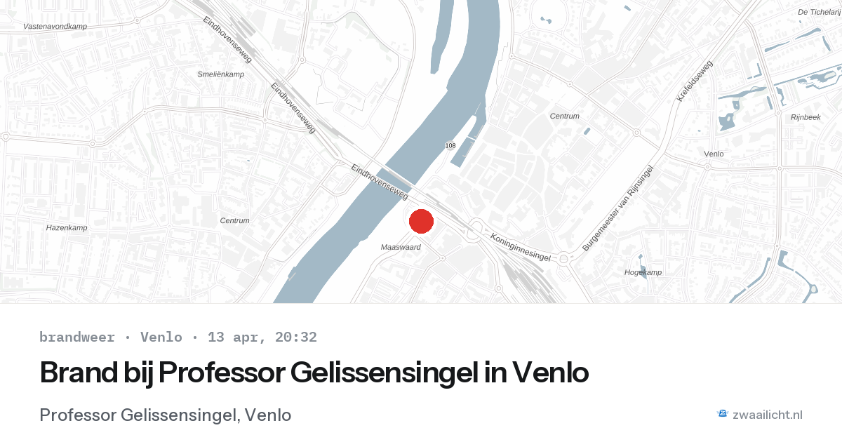 Brand bij Professor Gelissensingel in Venlo — 13 apr 2026