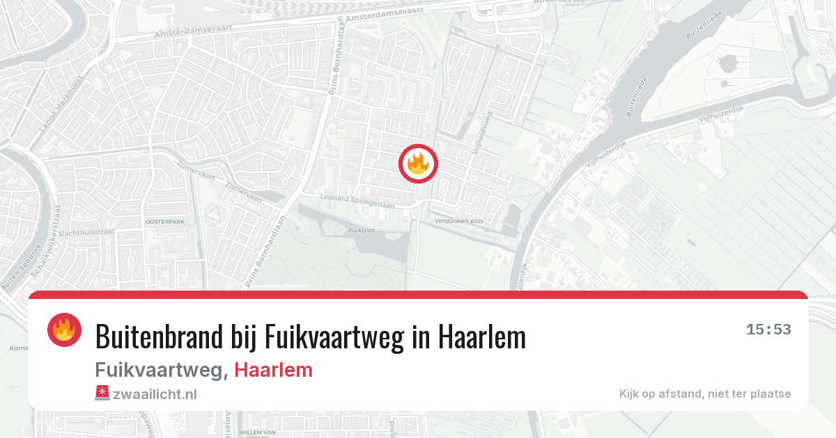 Buitenbrand bij Fuikvaartweg in Haarlem — 16 jun 2026