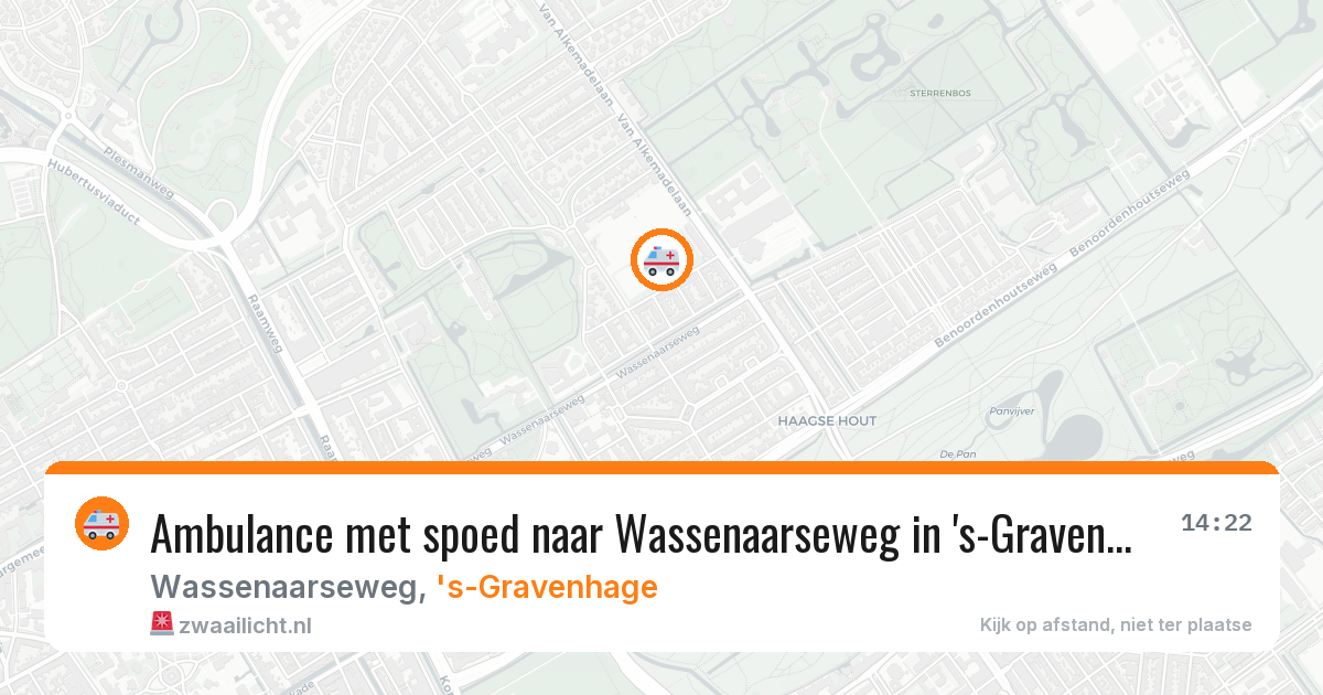 Ambulance met spoed naar Wassenaarseweg in 's-Gravenhage — 14 aug 2026