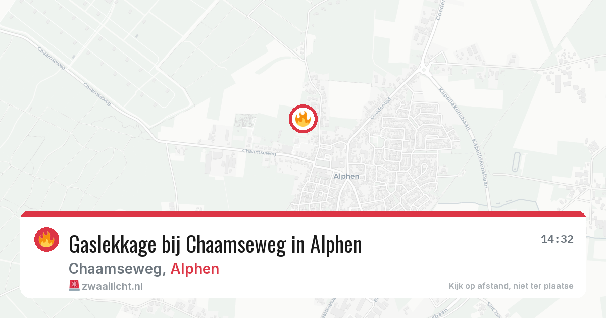 Gaslekkage bij Chaamseweg in Alphen — 22 jun 2026