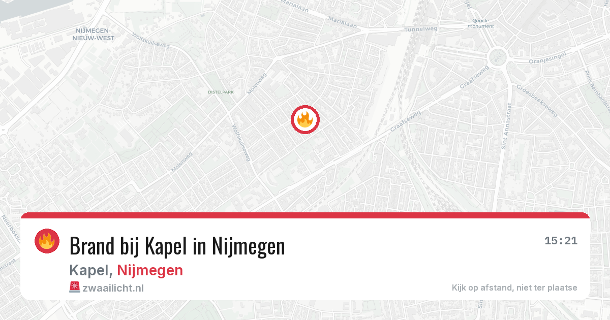 Brand bij Kapel in Nijmegen — 2 aug 2026